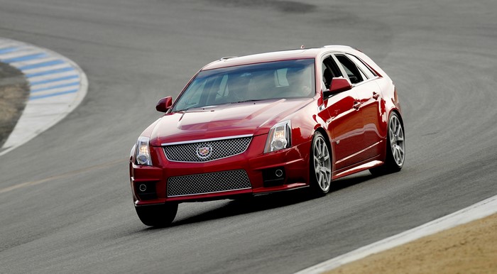 4K Red Cadillac CTS-V Sport Wagon on a Racetrack
