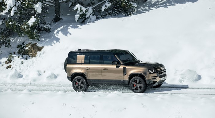 Land Rover Defender 110 P400 X in Snow