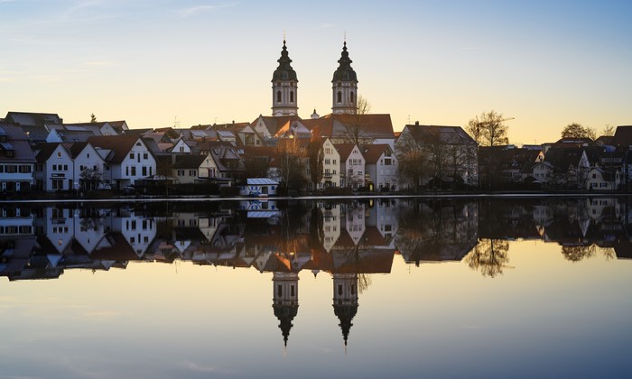 Bad Waldsee Germany Church Reflection on Lake