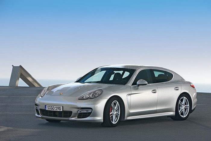 Silver Porsche Panamera parked outdoors