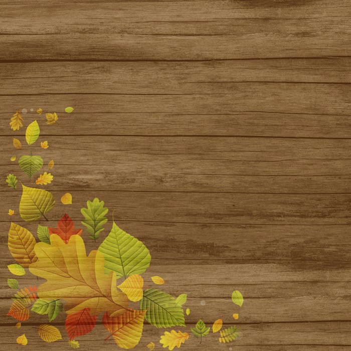 Autumn leaves on wooden planks