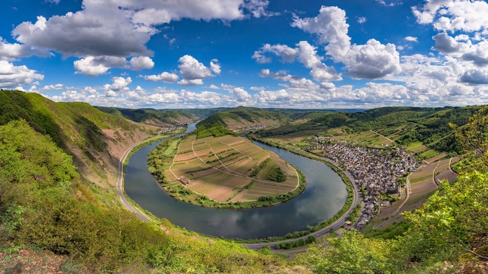 Mosel River Bend with Calmont and Village, Germany