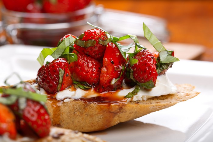 Strawberry Bruschetta with Mozzarella and Basil