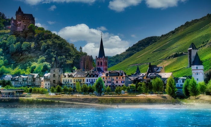 Bacharach town with Stahleck castle, Germany