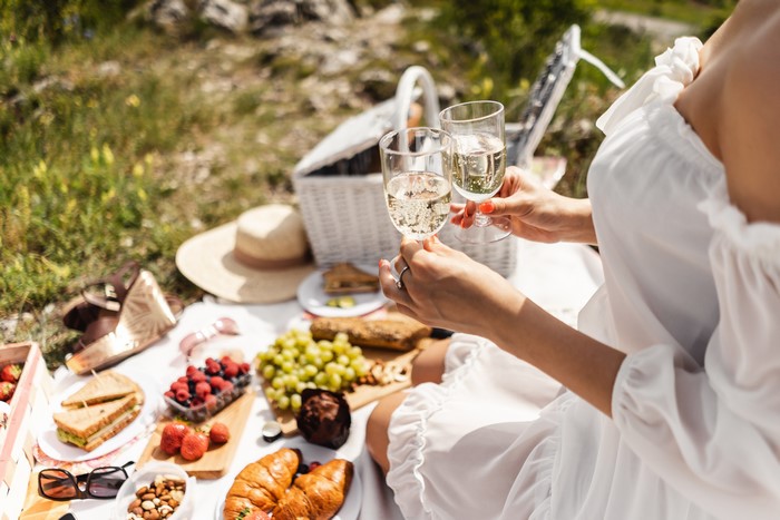 Picnic with Champagne and Food