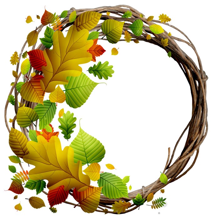 Autumn Wreath with Colorful Leaves