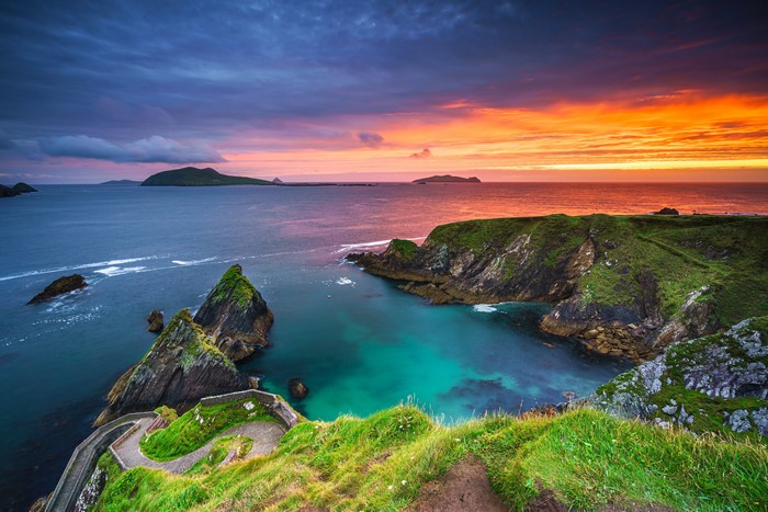 Sunset over the coast of Kerry, Ireland