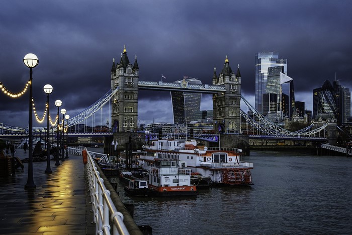 London Tower Bridge and River Thames at Dusk