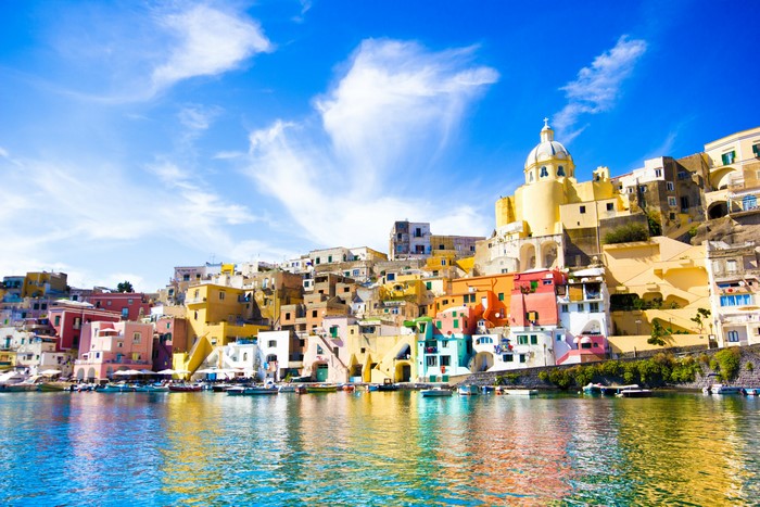 4K Procida Campania region Italy Houses Sea