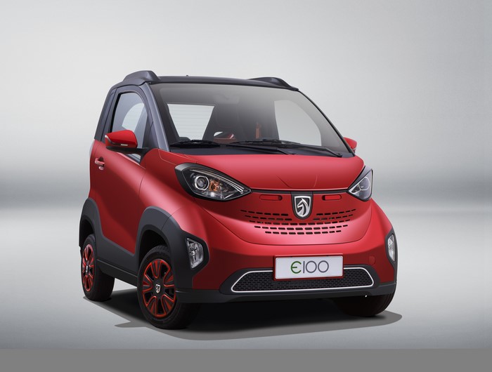 4K Red Baojun E100 Electric Car