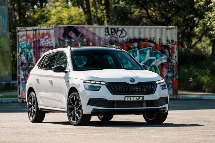 White Skoda Kamiq Monte Carlo AU-spec Crossover
