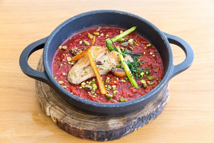 Red Risotto with Fish and Vegetables