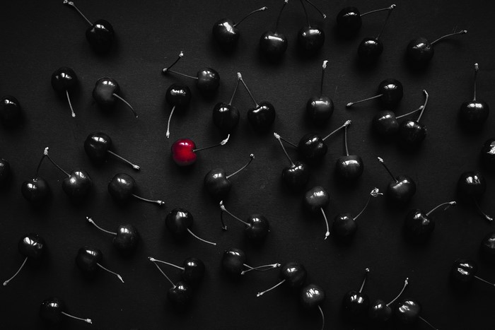 Cherries on a black background
