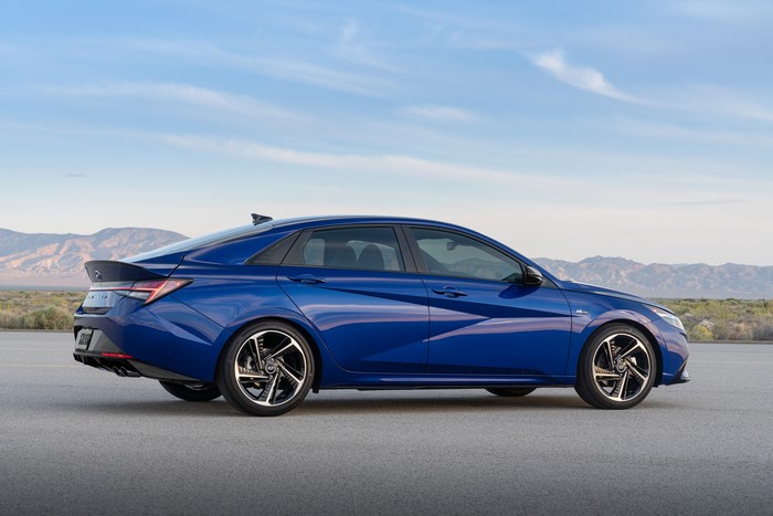 Blue Hyundai Elantra N Line CN7 Metallic Side View