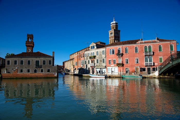 Murano Venice Canal with Houses and Towers