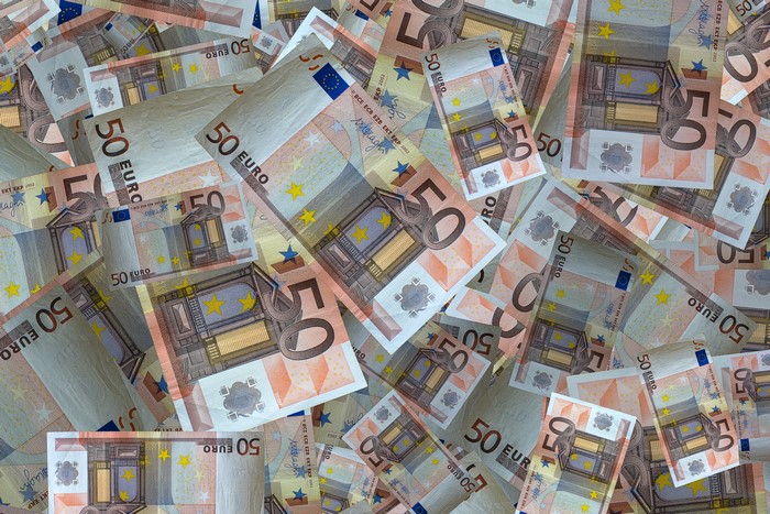 Pile of 50 Euro Banknotes