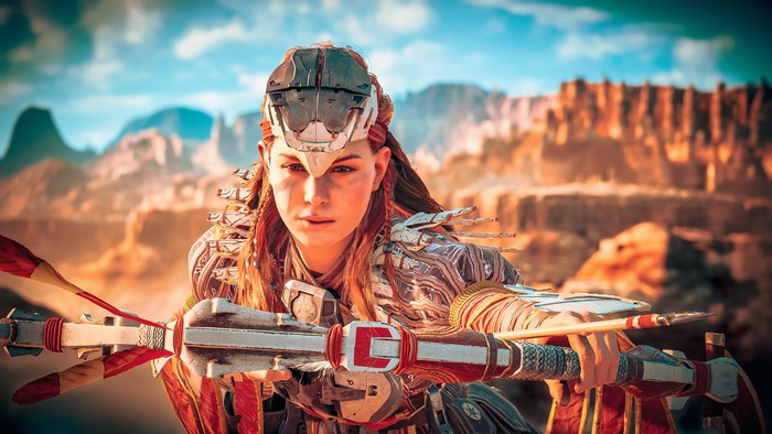 Aloy from Horizon Zero Dawn with bow