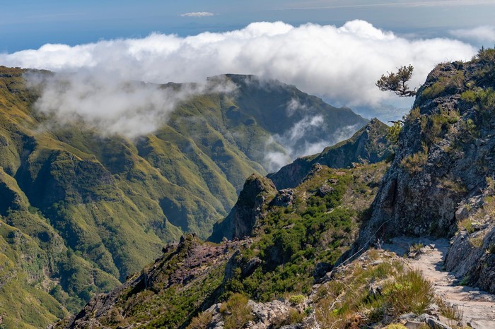 Madeira Mountains with Clouds and Ocean View