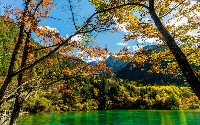 Jiuzhaigou Park Lake in Autumn, China