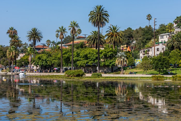 Echo Park Lake in Los Angeles, California