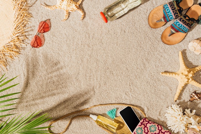 Summer Beach Essentials: Starfish, Sunglasses, and Sandals
