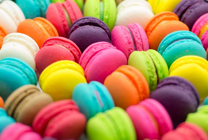 A colorful assortment of macarons