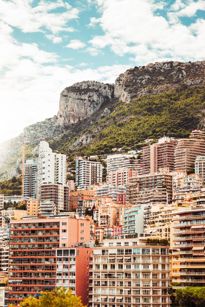 Apartment buildings on a mountainside in Monaco