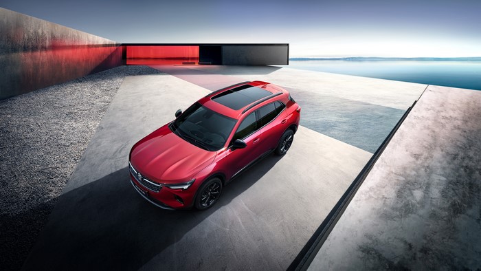 Red 2020 Buick Envision S Crossover from Above