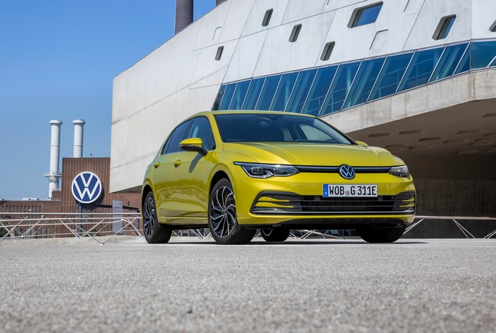Yellow Volkswagen Golf eHYBRID 2020
