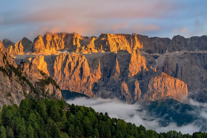 Sunlit Dolomites Mountains in Trentino-Alto Adige 4K