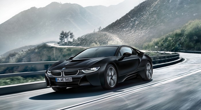 4K BMW i8 Frozen Black Edition on Mountain Road