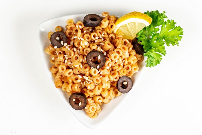 Pasta with olives, lemon, and parsley