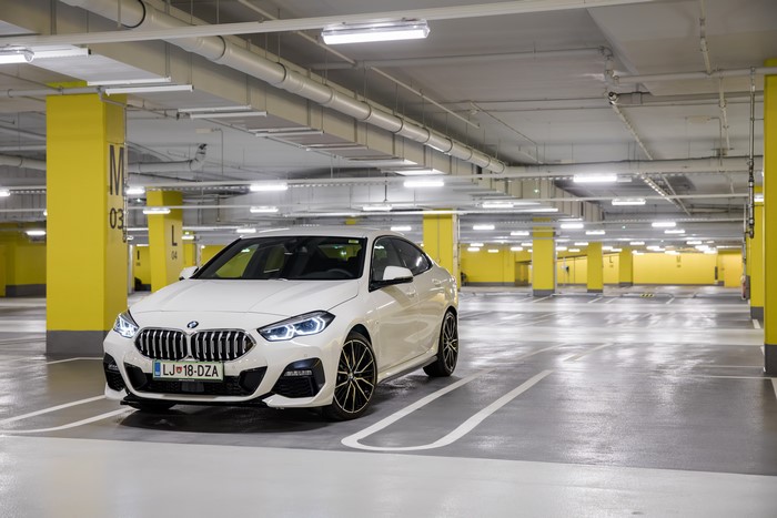 White BMW 220d Gran Coupe M Performance Parts in Parking