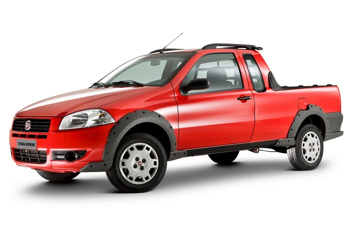 Red Fiat Strada Working Pickup Truck