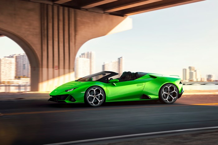 Green Lamborghini Huracan Spyder Evo Roadster
