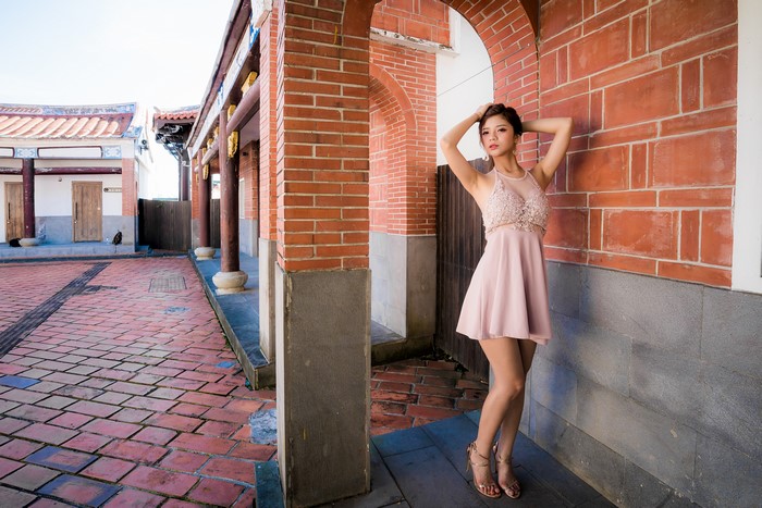 4K Portrait of Asian Woman in Pink Dress