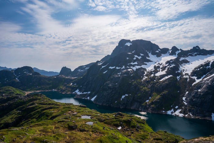 Mountains and Lake in Lofoten, Norway