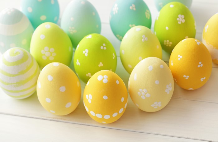 Easter Eggs with Floral and Polka Dot Designs
