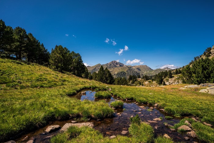 Stream and Mountains in Ordino, Andorra