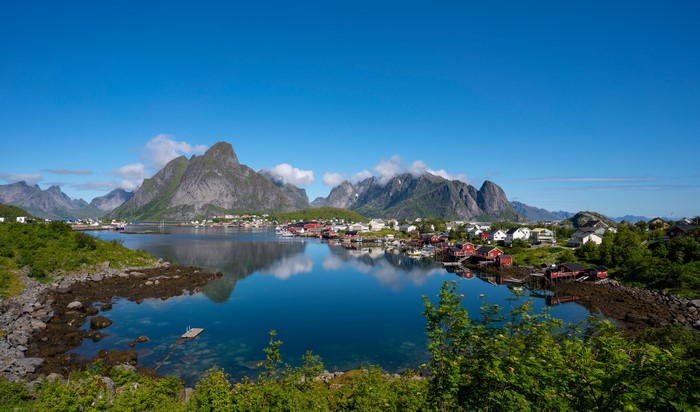 Reine, Lofoten, Norway Mountains and Houses