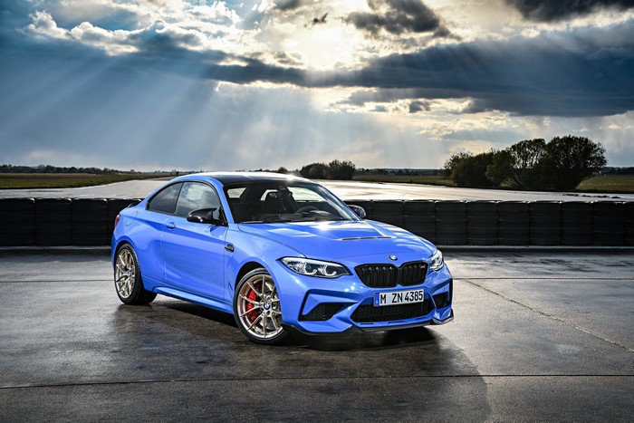 Blue 2019 BMW M2 CS on a Race Track