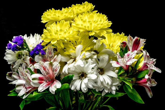 Bright Bouquet of Chrysanthemums and Alstroemeria