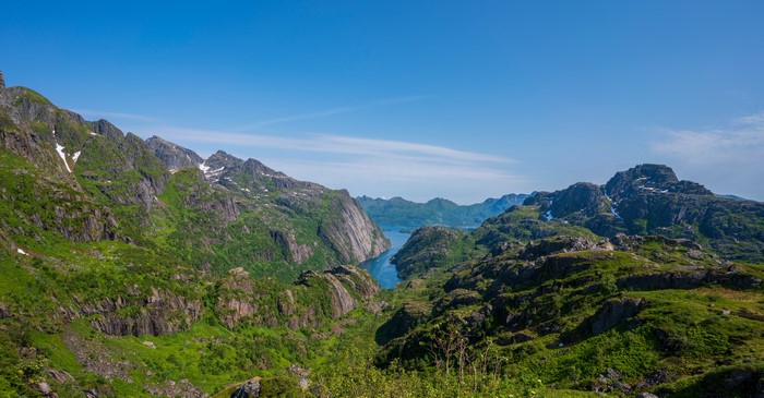 Mountains and Fjord in Lofoten, Norway