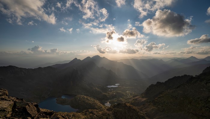 4K Mountains with Sun Rays in Andorra