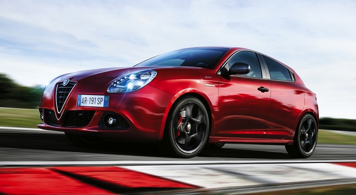 Red Alfa Romeo Giulietta Sprint Speciale on Track