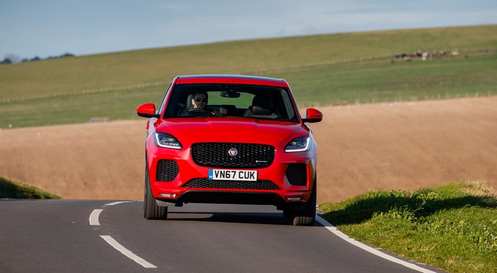 Red Jaguar E-Pace R-Dynamic First Edition on UK Road