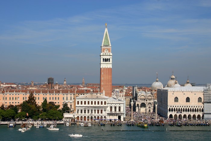 Venice cityscape with St. Mark's Cathedral and Campanile