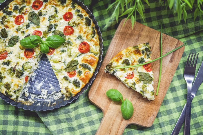 Broccoli and Tomato Quiche with Basil
