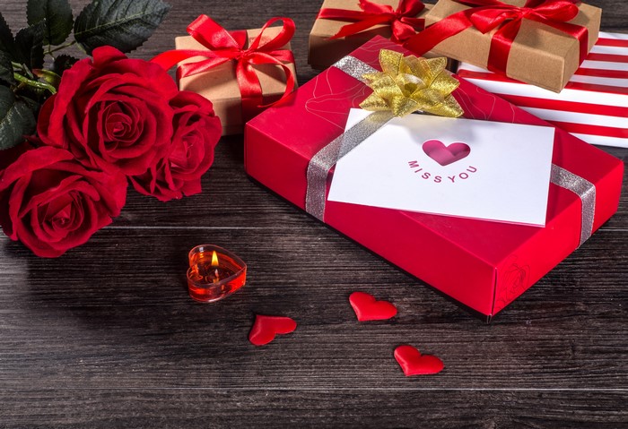 Roses, Gifts, and a Candle for Valentine's Day