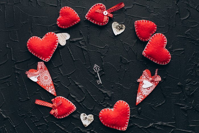 Valentine's Day Red Hearts and Key Decoration